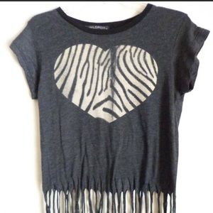 NEW! Wildfox grey fringe crop top short sleeve tee! Women’s size medium